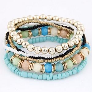 FINAL PRICE 🌟 Seven stacked bracelets blue gold